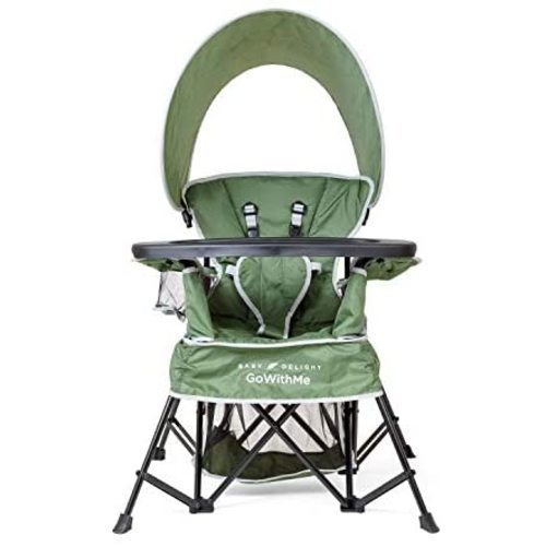 Baby Delight Go with Me Venture Portable Chair, Indoor and Outdoor, Sun Canopy, 3 Child Growth Stages, Moss Bud Green