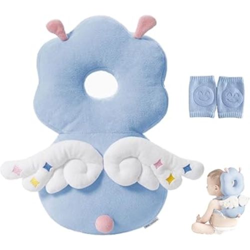 Baby Head Protector Backpack, Toddler Baby Head Protection Backpack with Baby Knee Pads Alarm Function for Walking & Crawling, Soft, Breathable and Wearing Safety Baby Head Protector