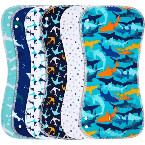 Baby Burp Cloths & Baby Bibs 2-in-1 Design Large Size 3-Layers Thicken 100% Cotton Super Absorbent and Soft Baby Spit Up Burping Rags Baby Burp Cloth Set for Boys 6 Pack