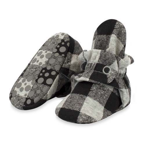 Buffalo Check Organic Cotton Gripper Baby Booties – Zutano