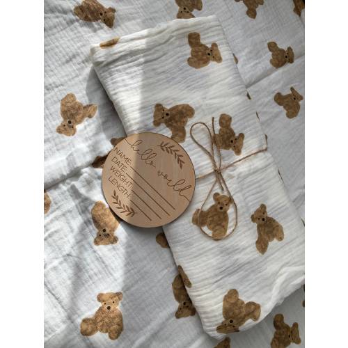 Teddy Bear Muslin Blanket Cotton Super Soft And Breathable For Baby Girl/Boy Neutral Crib Sheet ,Nursing Cover, New Baby Shower Gift