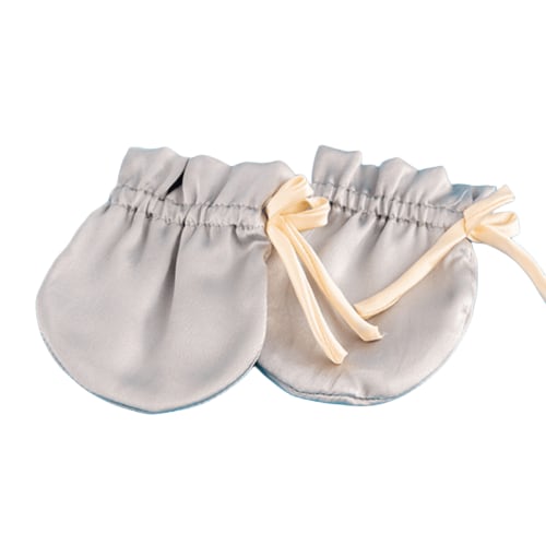Mulberry Silk Baby Mittens with String 0-6 Months, Newborn no Scratch Gloves for Baby Boys Girls, Organic Silk Eczema Mittens