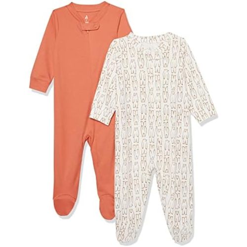Amazon Essentials Unisex Babies' Organic Cotton Footed Sleep and Play (Previously Amazon Aware), Pack of 2