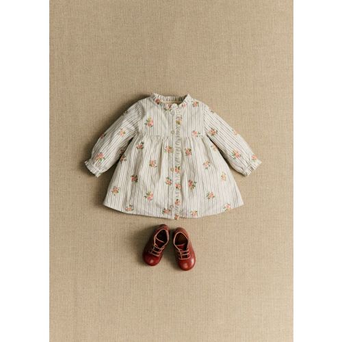 Romy Dress - Stripes with Floral Embroidery