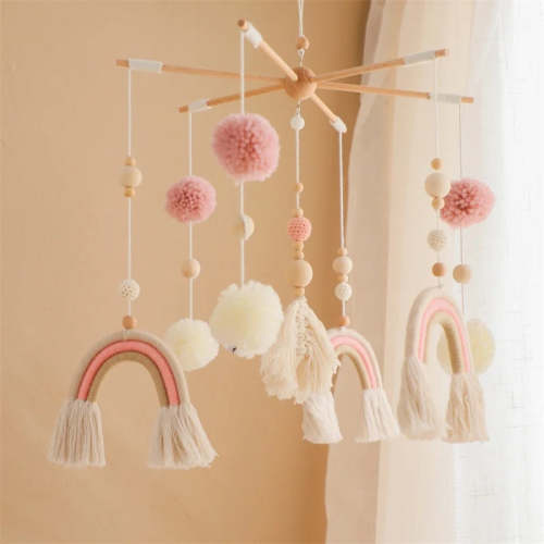 Rainbow Tassel Wooden Baby Mobile.