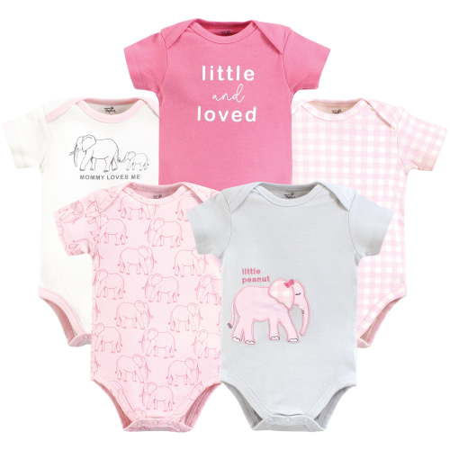 Touched by Nature Unisex Baby Organic Cotton Bodysuits, Pink Peanut, 6-9 Months