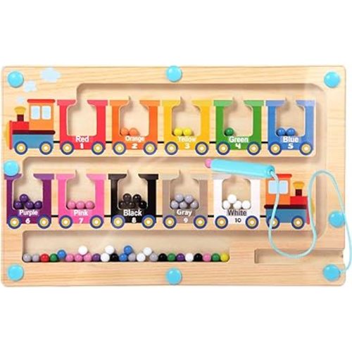 Magnetic Color and Number Maze, Montessori Toys for 3 4 5 Year Old, Wooden Magnet Balls Puzzles,Learning Educational Sensory Toys for Toddlers and Kids Boys Girls,Christmas Stocking Stuffers for Kids
