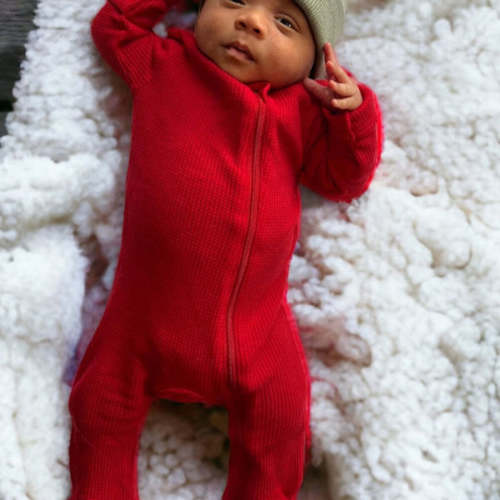 Organic Waffle Basic Zip Footie, Red – SpearmintLOVE