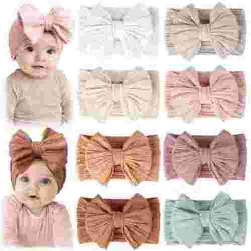 8 Pack Baby Headbands Soft Nylon Hairbands Hair Bows for Newborns Infants Toddlers and Baby Girls Elastic Hairbands for Daily Wear, Photoshoots WANGLI