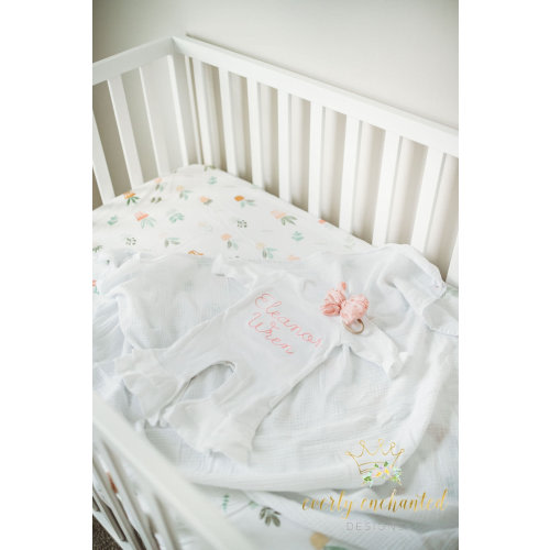 Monogrammed Baby Girl White Ruffle Romper | Personalized Baby Coming Home Outfit | Monogrammed Baby Gift