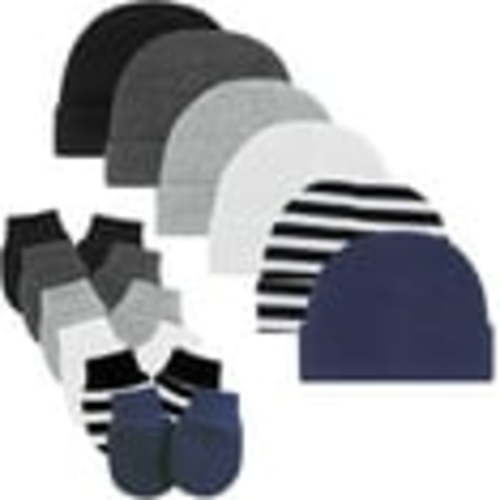 FOREEMME Newborn Baby Boys Hat & Mitt Set, Cotton Beanie Skull Caps for 0-6 Months