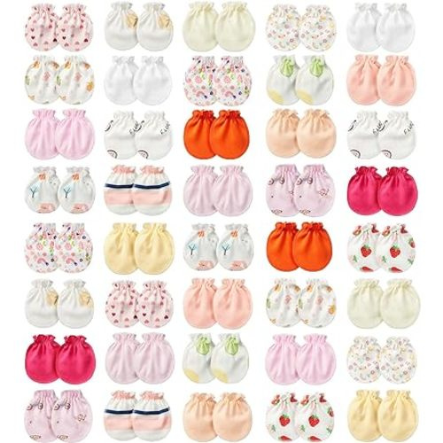Geyoga 40 Pairs Newborn Baby Mittens No Scratch Mittens Soft Elastic Infant Baby Gloves for 0-6 Months