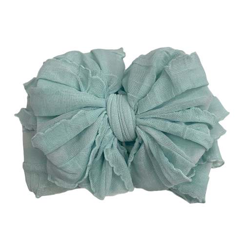 Ruffled Bow Headband | Seafoam
