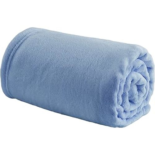 Bedsure Bedding Fleece Blanket for Girls and Boys - Soft Cozy Cute Small Throw Blankets for Travel, 43x55 Inches, Washed Blue