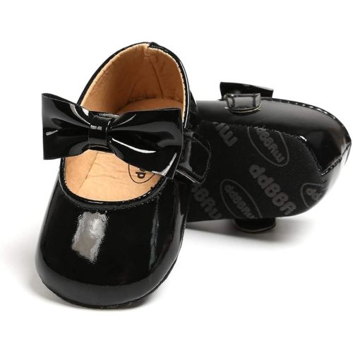 KIDSUN Infant Baby Girls Mary Jane Shoes Non-Slip Rubber Sole Ballet Slippers Princess Dress Wedding Shoes Newborn Crib Shoes First Walkers Shoes