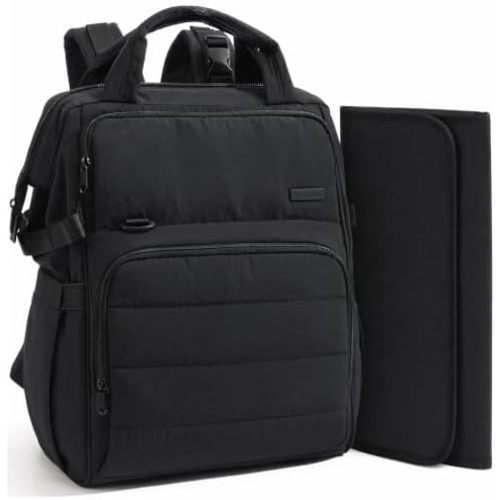BELALIFE Baby Diaper Backpack Bag, Baby Essentials Travel Backpack for Moms Dads, with Changing Pad, Insulated Bottle Holders & Stroller Straps, Black