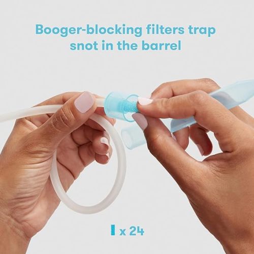 Frida Baby NoseFrida SnotSucker Nasal Aspirator for Baby, Baby Nose Sucker with 24 Extra Hygiene Filters - NoseFrida Filter Bundle