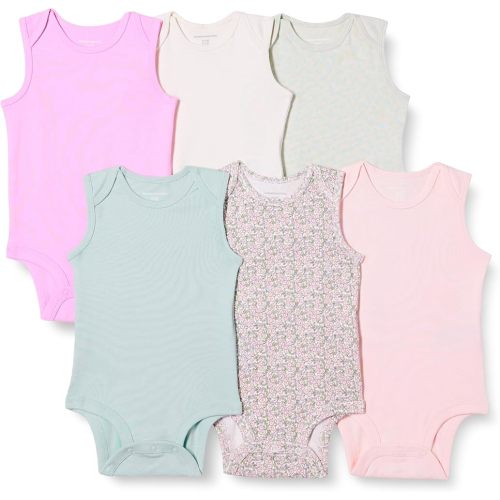 Amazon Essentials Unisex Babies' Sleeveless Bodysuits, Pack of 6