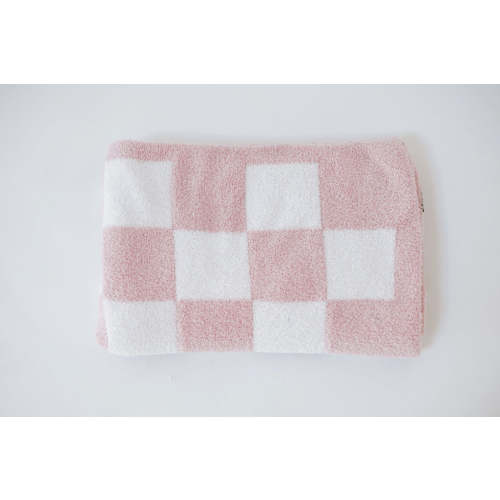 Checkered Plush Blanket | Blush