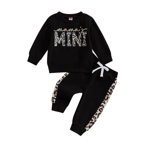 Kupretty Baby Girl Fall Winter Clothes Toddler Outfit Letters Graphic Crewneck Sweatshirts + Joggers Pants Set