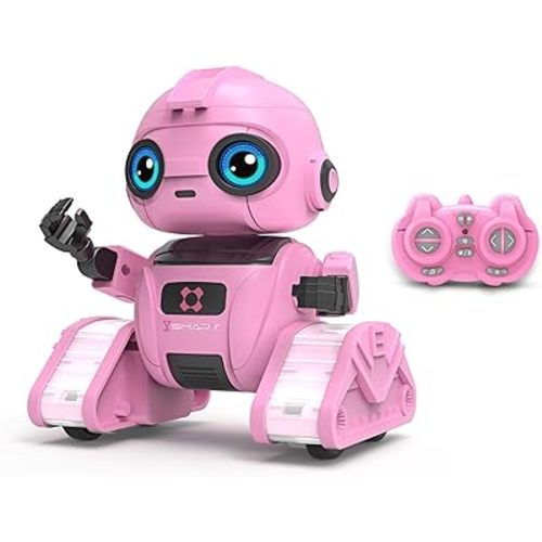 Robot Toys for Boys and Girls, Rechargeable Remote Control Robot with Auto-Demonstration, Light Projection, Dance Moves, Music, and Gesture Sensing –Toy Robot Gifts for 3,4,5,6 year old Girls (Pink)