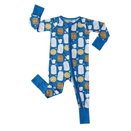 Blue Cookies and Milks Convertible Zippered Romper