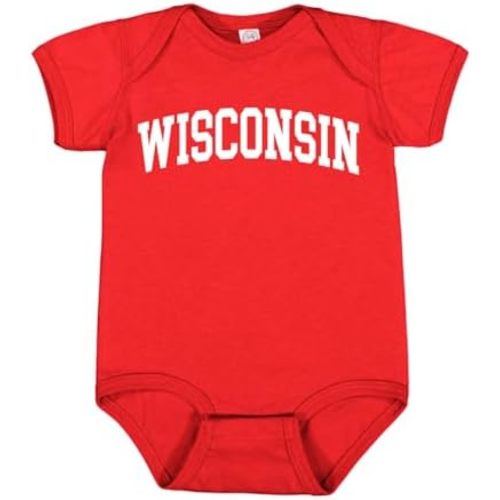 Wild Bobby State of Wisconsin College Style White Fashion Baby Creeper Boys Girls Infant Bodysuit