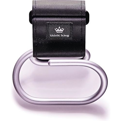 Jumbo Swirly Hook for Strollers/Walkers, Brushed Aluminum/Black