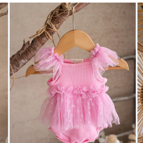 Baby Tulle Romper Bodysuit - I Love Candy - Bubblegum Pink – Before & Ever