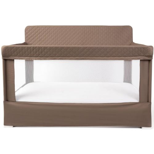 Baby Delight Lunaire Full Size Crib | Breathable Mesh Baby Crib | Tool-Free Assembly Baby Bed | 100% GOTS Certified Organic Cotton Fabric | Organic Mocha