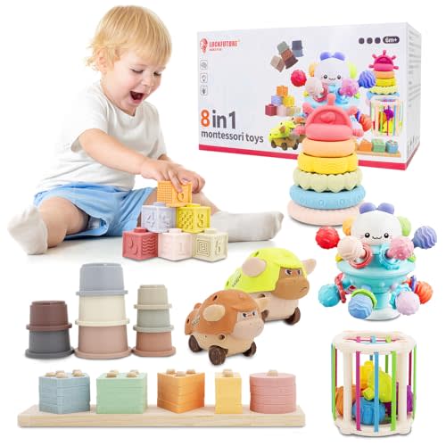 LUCKFUTURE Baby Toys 6 to 18 Months, 8 in 1 Montessori Toys Set, Educational Learning Toys for Toddlers Babies Sensory Toys Newborn Infant Gifts for Boys & Girls