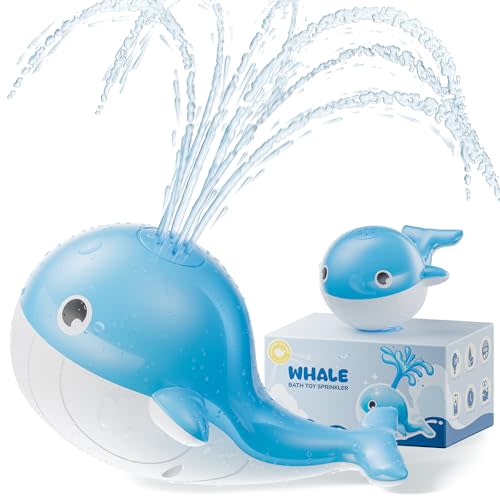 Baby Bath Toys for Kids Ages 1-3 4-8, Rechargeable Whale Bath Toy Sprinkler, Light Up Bath Toy Toddlers 2-4 Water Table Toy, Infant Bathtub Fountain Toys, Kids Pool Toys Boys Girls Birthday Gifts