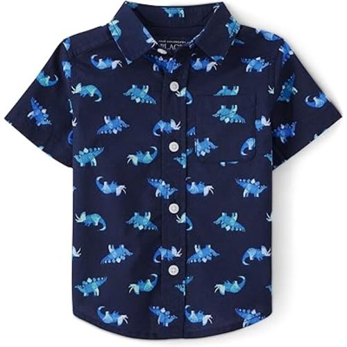 The Children's Place baby boys Poplin Short Sleeve Button Down Shirt