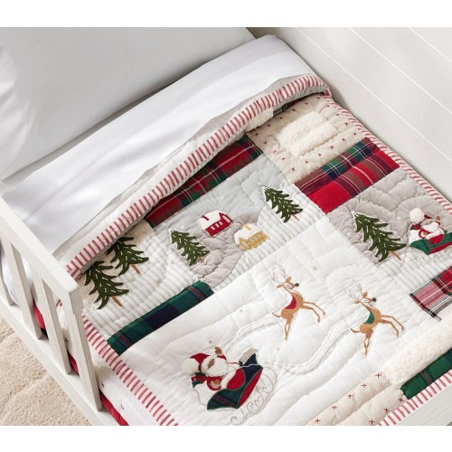Heritage Santa Toddler Quilt | Pottery Barn Kids