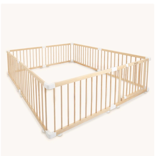 HARPPA Wooden Baby Gate Playpen | Non-Toxic Foldable DIY Adjustable Play Yard for Infants & Toddlers – Natural Finish Baby Fence for Small & Large Spaces