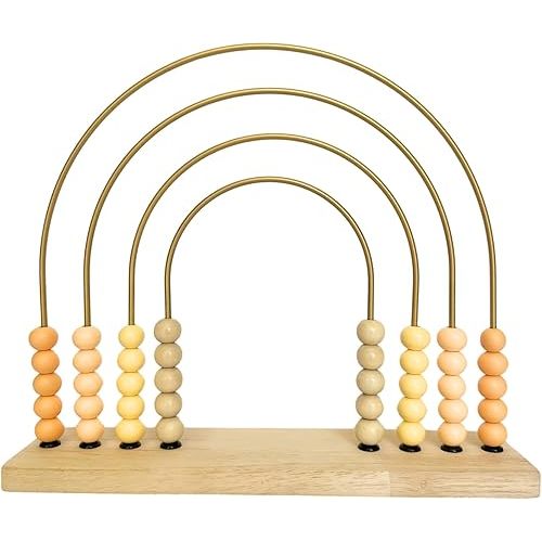 Addy&Oakley Neutral Abacus-Gender Neutral Baby Toy-Montessori Toys-Toddler Learning Toy-Rainbow Abacus-Boho Abacus-Arithmetic Learning Toy-Wooden Toddler Toys-Nursery Décor-Abacus-Aesthetic Toy