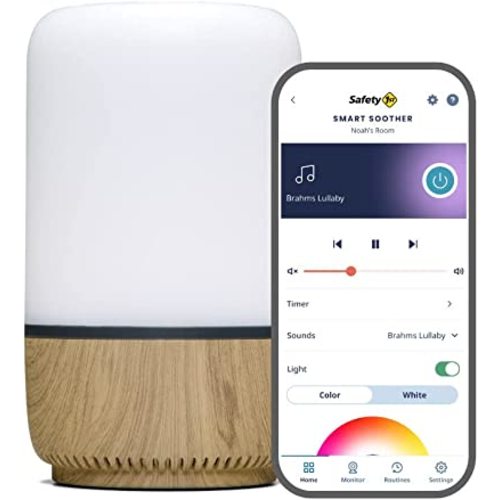 Safety 1st Connected Smart Soother — Light & Sound Machine, Night Light, Includes 20 Classic lullabies and Soothing Sounds, Timer, Wi-Fi and Button Controlled, iOS and Android Compatible