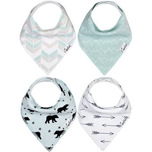 Baby Bandana Drool Bibs for Drooling and Teething 4 Pack Gift Set"Archer"by Copper Pearl, Soft Set of Cloth Bandana Bibs for Any Baby Girl or Boy, Cute Registry Ideas for Baby Shower Gifts