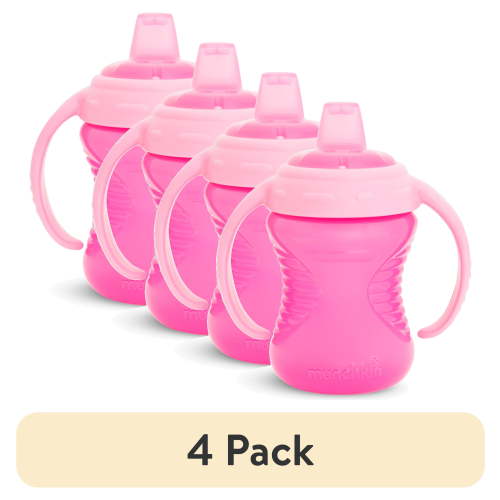 (4 pack) Munchkin® Mighty Grip® Trainer Sippy Cup, 8 oz, Pink, Unisex