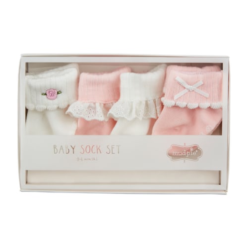 Pink Foldover Sock Set | Mud Pie