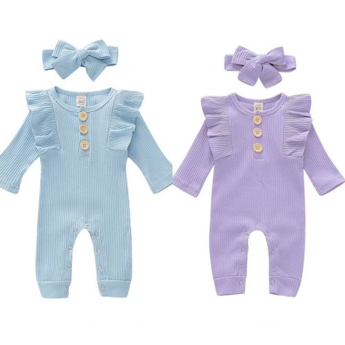 URMAGIC Newborn Baby Girls Ruffled Romper + Headband Outfits Clothes Set