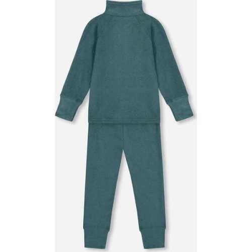 Two Piece Thermal Underwear Set, Pine Green - Deux par Deux | Maisonette