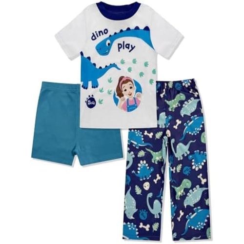 Ms. Rachel Kids Pajama Set - 3 Piece Sleepwear Set with Pants, Shirt & Shorts - Girls & Boys Toddler Pjs - Official Product