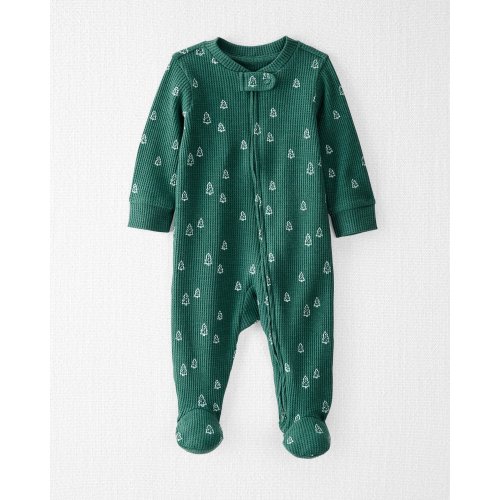 Baby Organic Cotton Waffle Knit Sleep & Play Pajamas in Christmas Tree Print  - Little Planet | Carter's