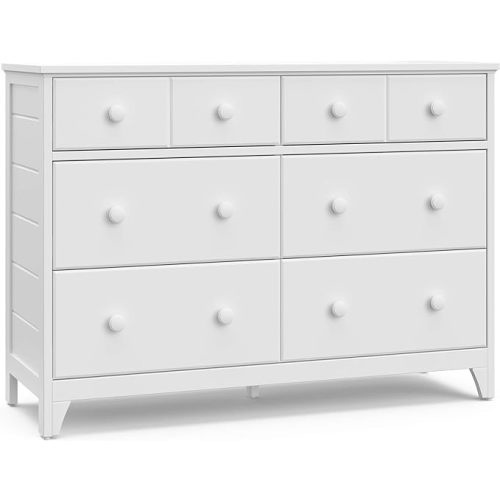Storkcraft Moss 6 Drawer Universal Double Dresser (White) – GREENGUARD Gold Certified For Kids Nursery, Drawer Organizer, Chest of Drawers