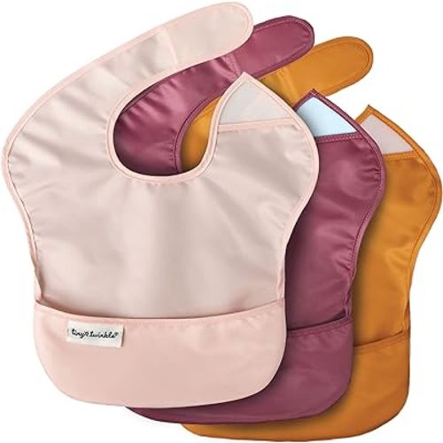 Tiny Twinkle Mess-Proof Baby Bib - Waterproof Bib for Baby Boy or Girl - PFAS, PVC, BPA, Phthalate Free - Baby Food Bibs