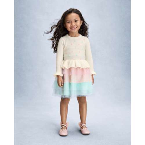 Girls Pom Pom Tiered Sweater Tutu Dress - New York City Ballet by GYMBOREE - Cream