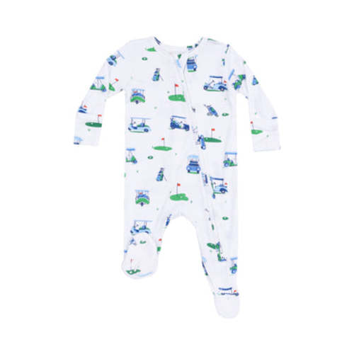 2 Way Zipper Footie - Vintage Golf Carts Blue – Angel Dear