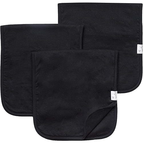 Copper Pearl Premium Baby Burp Cloths - 3-Pack Large Cotton Burp Cloths, Extra Soft Spit Up Rags with 3 Absorbent Layers, Perfect for Baby Boy and Baby Girl Gifts (21" x 10" Size, Black Basics Set)