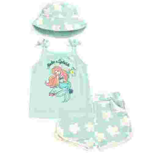 Disney Princess Ariel Tank Top Dolphin Shorts and Hat 3 Piece Newborn to Infant